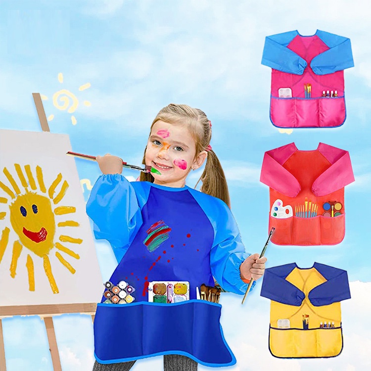 Art Accessory Long Sleeve Kids Bib Painting Apron School DIY Clothes Baby Paint Children Smock
