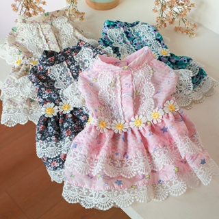 Pet Dog Clothes New Product Floral Skirt Mesh Dress