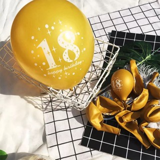 ㍿◊ALISONDZ 10PCS Balloons Adult Party Supplies 18th Happy Birthday Gold 12inch 18 Years Old Printed #3