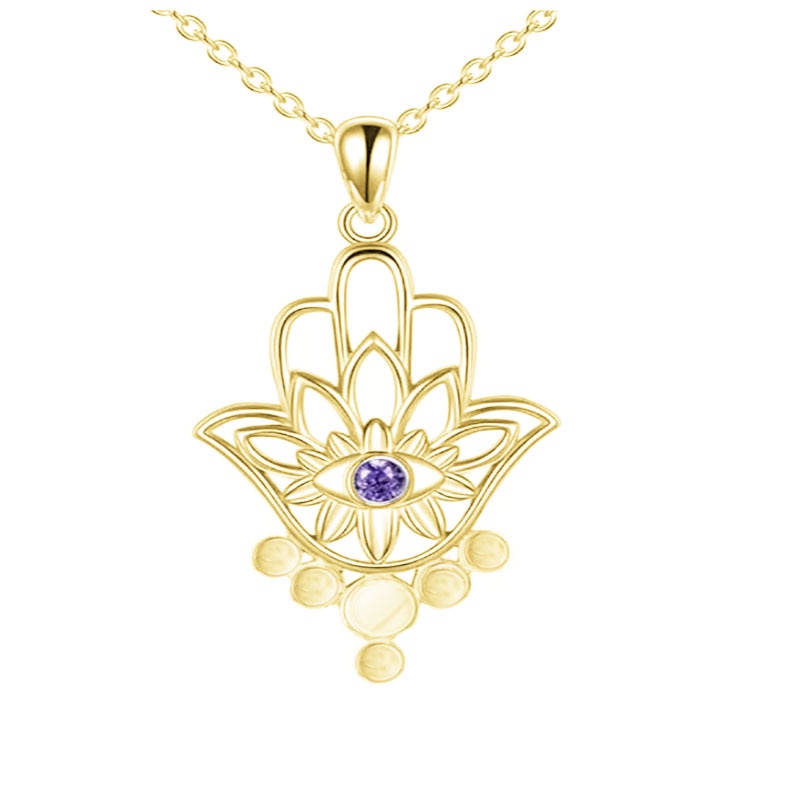 Collana a mano di Hamsa Mano di Fatima Spirituale Occhio di Buddha Ciondolo Strega Gioielli Collane Gioielli_voghion.com