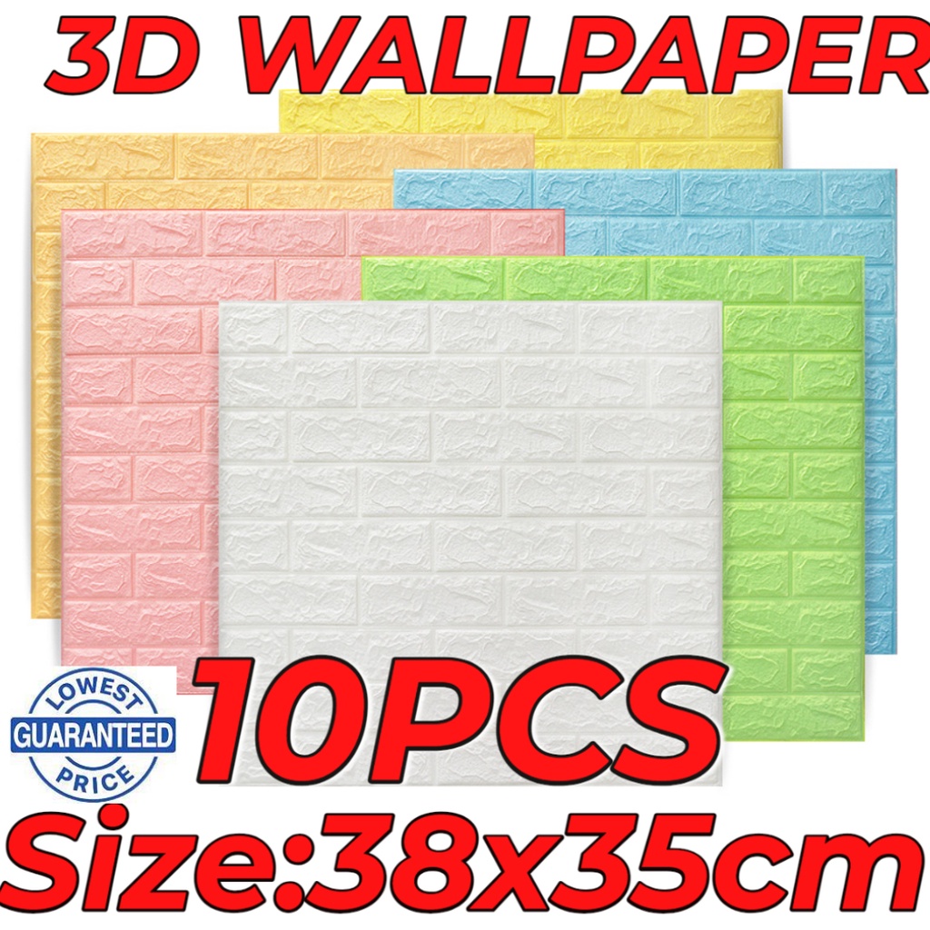 10pcs BIG SALE 38x35cm 3D Wallpaper Brick 3D Wall Sticker Foam Self