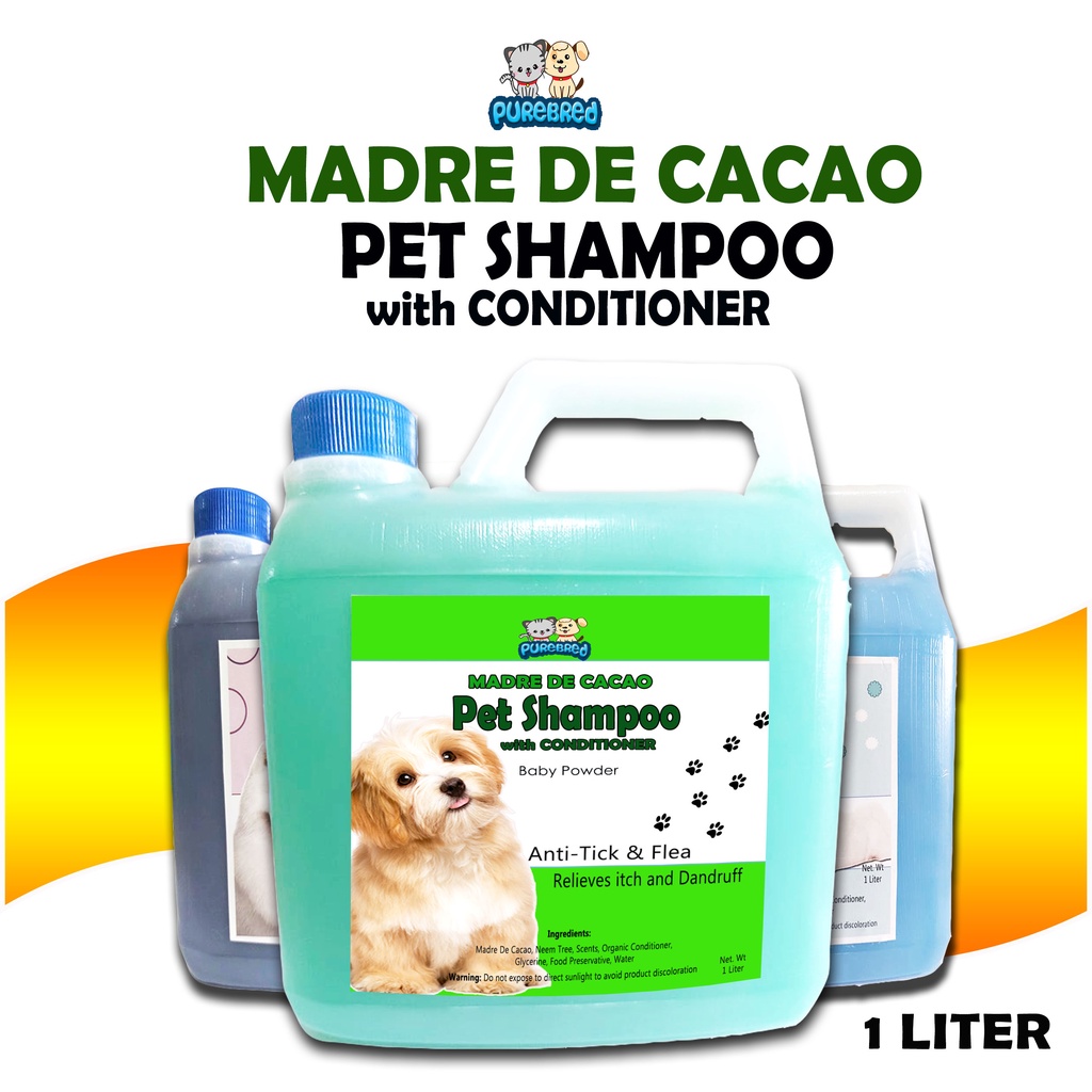 PureBred 1 LITER 100 Pure Madre De Cacao Dog And Cat Shampoo With 