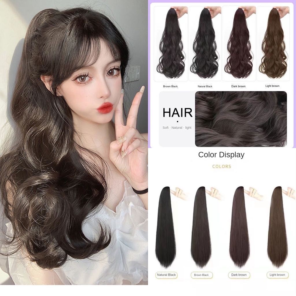 Womens Wigs Extension Wig HairPiece Claw Clip Ponytail Long curly hair