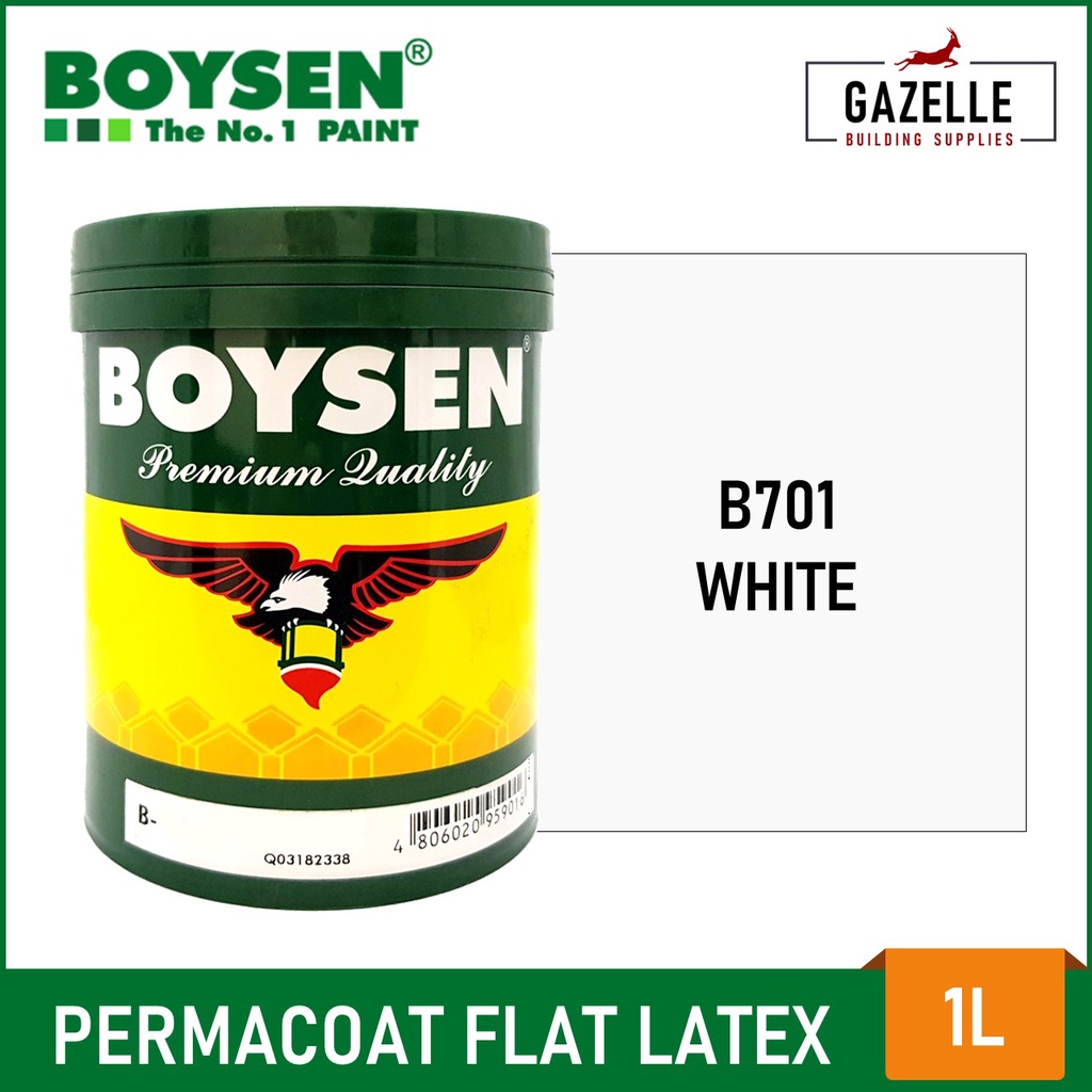 Original Boysen Permacoat Flat Latex (White) - 1L (For Concrete & Stone ...