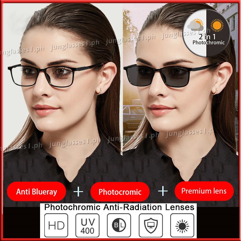 Photochromic Anti Radiation Eye Glasses For Women Men Anti Rad Sun Adaptive Glass Anti Blue Ray 1456