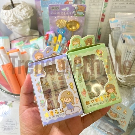 Cute Sticky Tape 8 pcs/box For Diary Scrapbooking DIY Decoration Cute Aesthetic Design