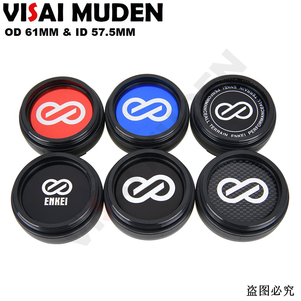 4PCS 61MM OD / 57.5MM ID Sport Rim Cap ENKEI Racing Sticker Centre Cap ...