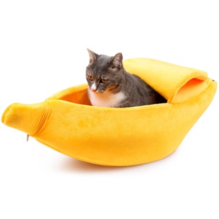 New Irregular Portable Pet Bed Banana Shape House Winter Fluffy Warm Soft Plush Creative Pet Nest Fo