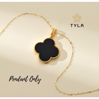 Tyla 18K Gold Necklace Clover Black Pendant For Women Jewelry Real ...