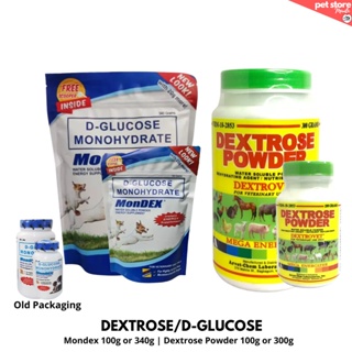 ◑☌Dextrose Powder  Dogs Cats and other Pets  -  Mondex Dextrose 100g 340g or Dextrovet 100g or 300g