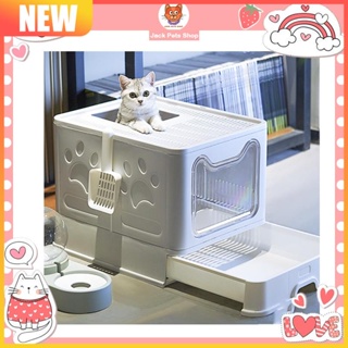 cat cage with litter box Pet Cat Litter Box Extra Large Capacity Foldable Semi-Enclosed Cat Litter
