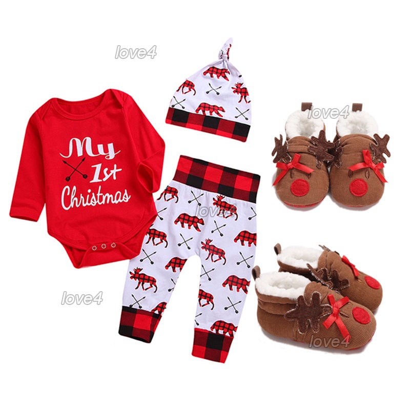 3pcs Set Christmas Baby Clothes terno for Boys My First Christmas Baby