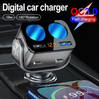 Original Car Chargers 12V USB Socket Splitter 3 In1 Dual QC 3.0 Quick Charger 180° Auto Accessories