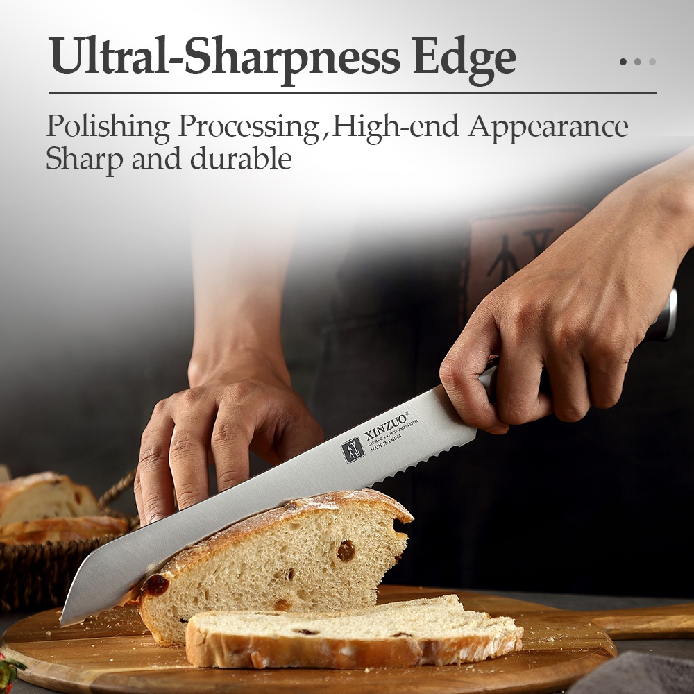 cake making tools in stock.XINZUO 9‘’ Inches Bread Knife Germany 1.4116 Steel Slicer Cutter Cutting