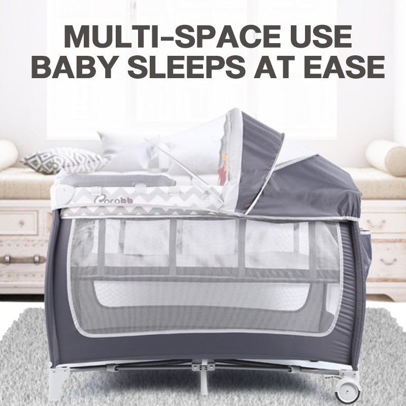 【5 in 1】【Shipping Discount】Baby Crib Portable 2 Level Baby Cradles with Free Toys Baby Bed Rocker