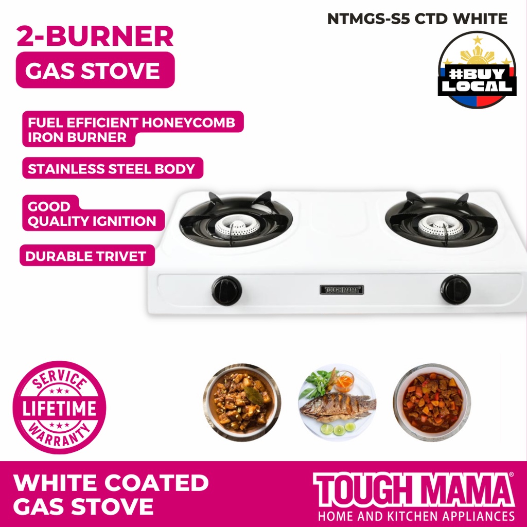 Tough Mama NTMGSS5 CTD WH Double Burner Gas Stove Stainless Steel