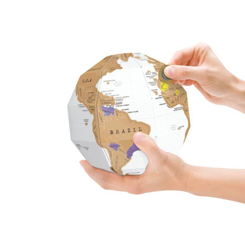 3D Scratch Off Map Globe 3D Assembly World Map Paper Stereo DIY Creative Gift Paper Puzzle Travel Ma