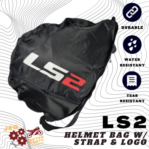 BLACK HELMET BAG FOR FULLFACE HELMETS WITH EXTENDABLE STRAP (LS2