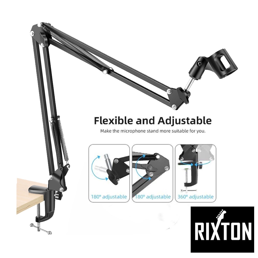 Rixton Adjustable Microphone Suspension Boom Scissor Arm Stand