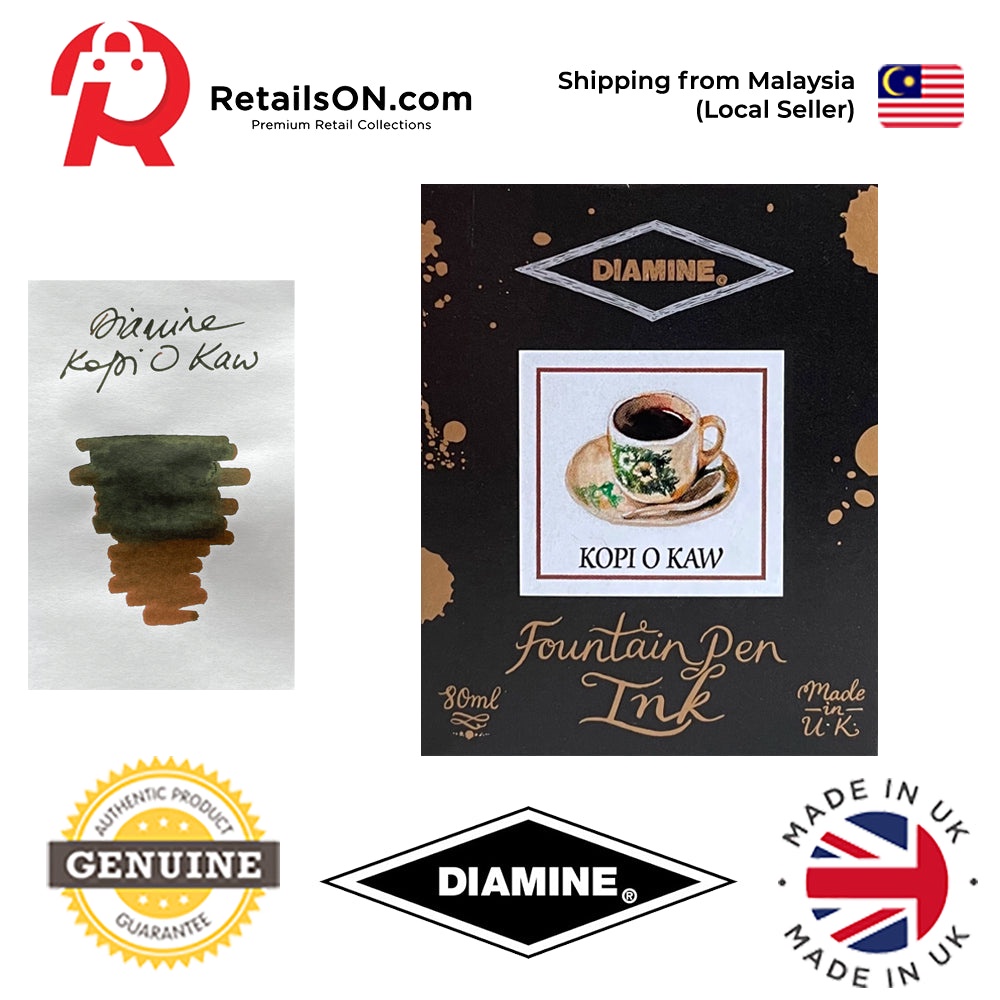 Diamine Ink Bottle (80ml) Kopi O Kaw / Fountain Pen Ink Bottle 1pc