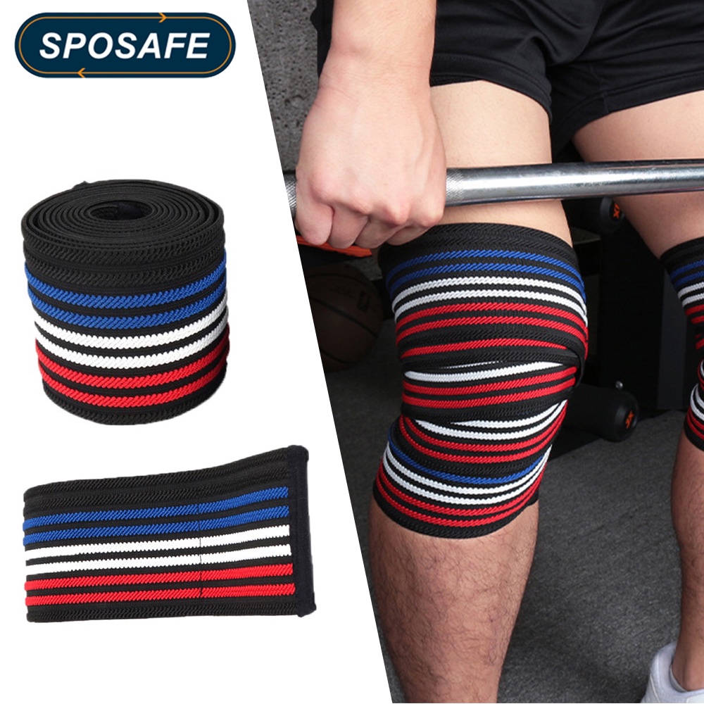 SPOSAFE 1Pcs 180cm Knee Wraps for Weightlifting Knee strap for