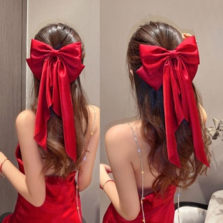 Girl Large Bow Hairpins Korean Hairpin for Women Big Bowknot Barrettes Wedding Solid Color Ponytail Clip Female Hair Pin