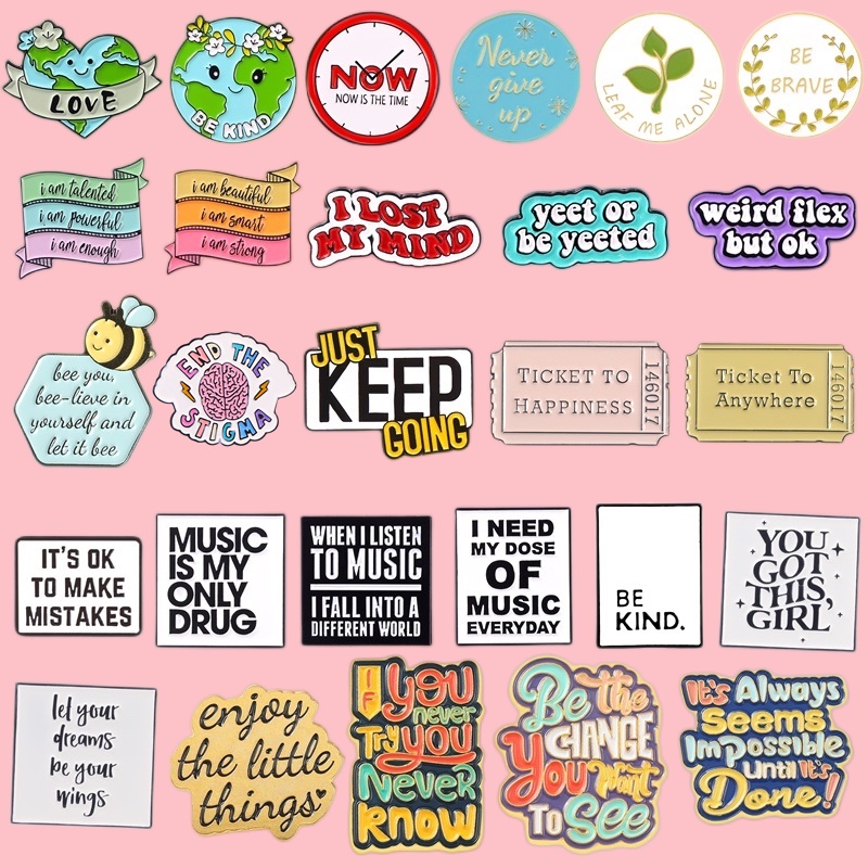 'enjoy The Little Things 'Enamel Lapel Pins 'if Youo Never Try You Never Know' Badge Brooches Jewelry for Backpack Girls Women Clothes