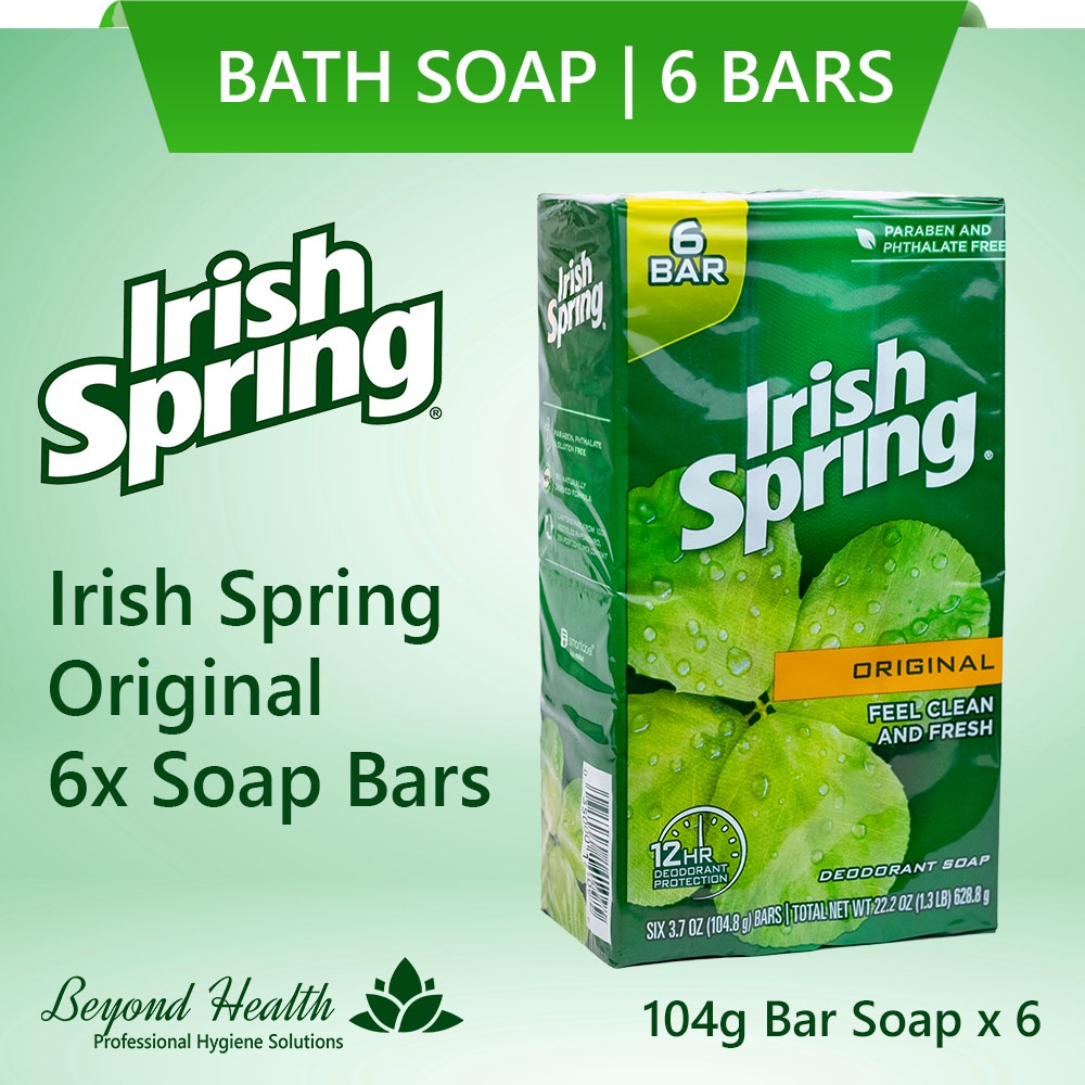 Irish Spring Original Bar Soap 6 Bars Pack Feel Clean & Fresh Deodorant