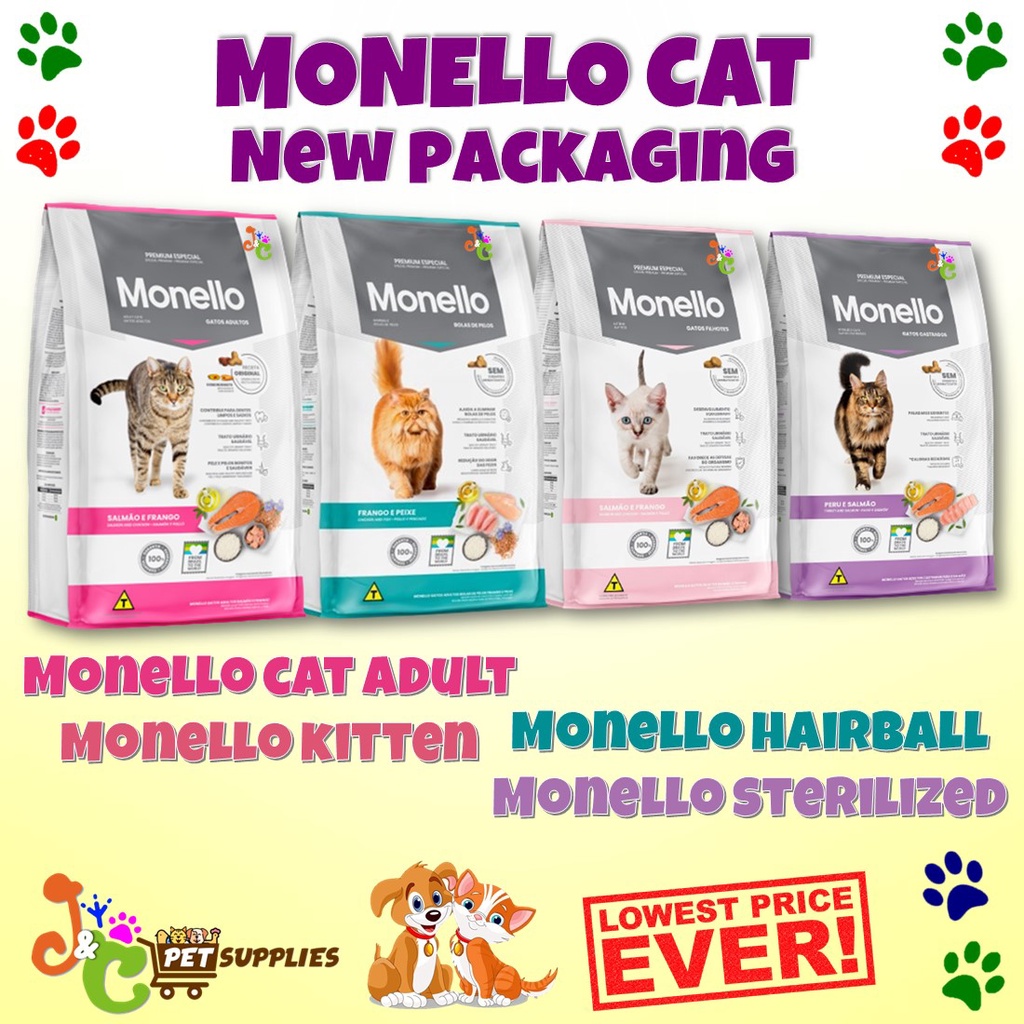 Monello Cat Food Kitten & Adult Original Packaging 1kg Hairball