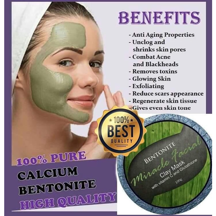 ALLinALL.Mart  Bentonite Miracle Facial Clay Mask With Vitamin C And Glutathione 100gIn stockCOD