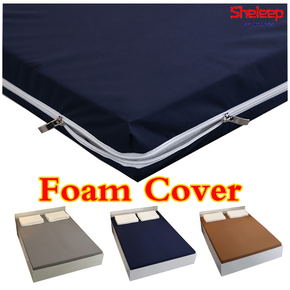 Uratex Foam Cover with Long Zipper 2 Sides Plain Bed Sheet Cover 4/6