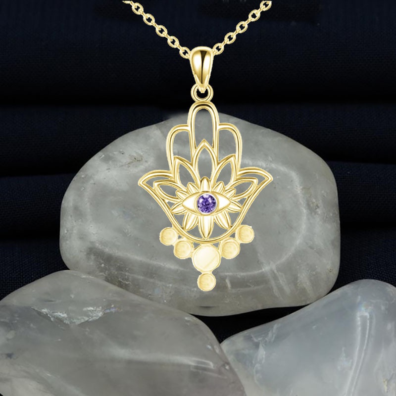 Collana a mano di Hamsa Mano di Fatima Spirituale Occhio di Buddha Ciondolo Strega Gioielli Collane Gioielli_voghion.com