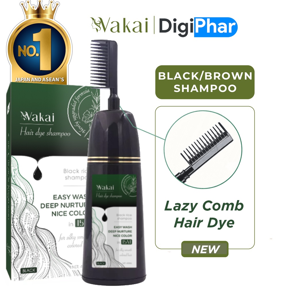Wakai Hair Dye Shampoo, Blackening Shampoo, Brown Hair in 15 mins No 1