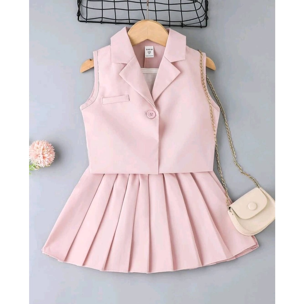 Toddler Girl Vest , Pleated Skirt and Sleeveless Top 3 to 8 years old