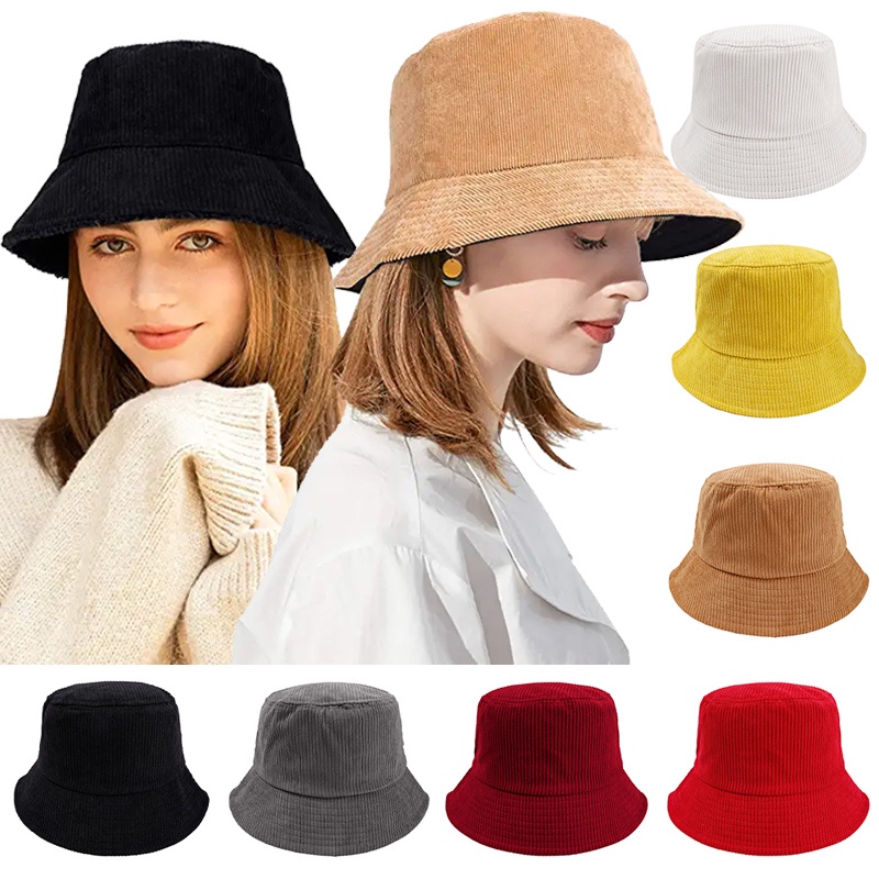 Autumn Winter Warm Bucket Hats,Women's Corduroy Bucket Hat,Men's