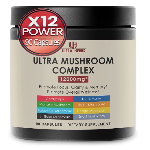 Ultra Herbs 12,000 mg Ultra Mushroom Complex Supplement 8in1 Enoki