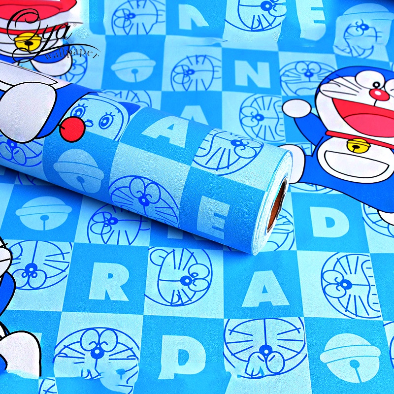 OYA self-adhesive pvc wallpaper blue cartoon character 10mx45cm for kiddie room wall decor waterproo