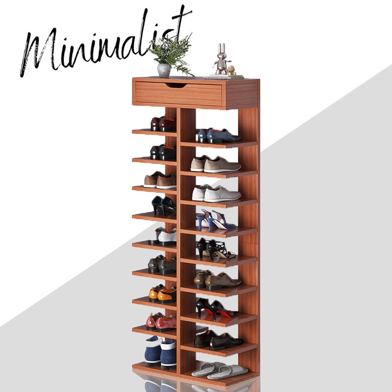 9 layer shoe rack wooden shoe cabinet with drawer shoe box storage rack ...