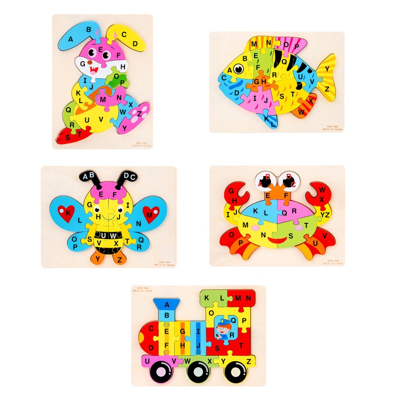 L5YF Alphabet Puzzle Toddler Learning Matching Animal Letter Block Puzzles Preschool Letter Color