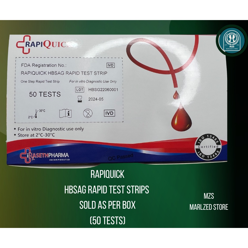 RAPIQUICK HBSAG RAPID TEST STRIPS SOLD AS PER BOX (50 TESTS) Shopee