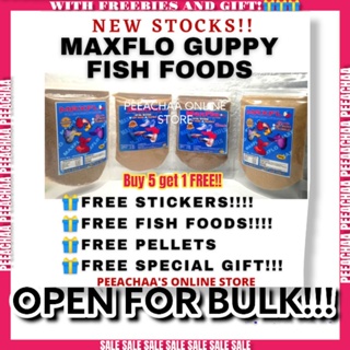 ▪♂Maxflo guppy Fish Food Crumble and Fry Mash/betta fish food/probiotics with freebies