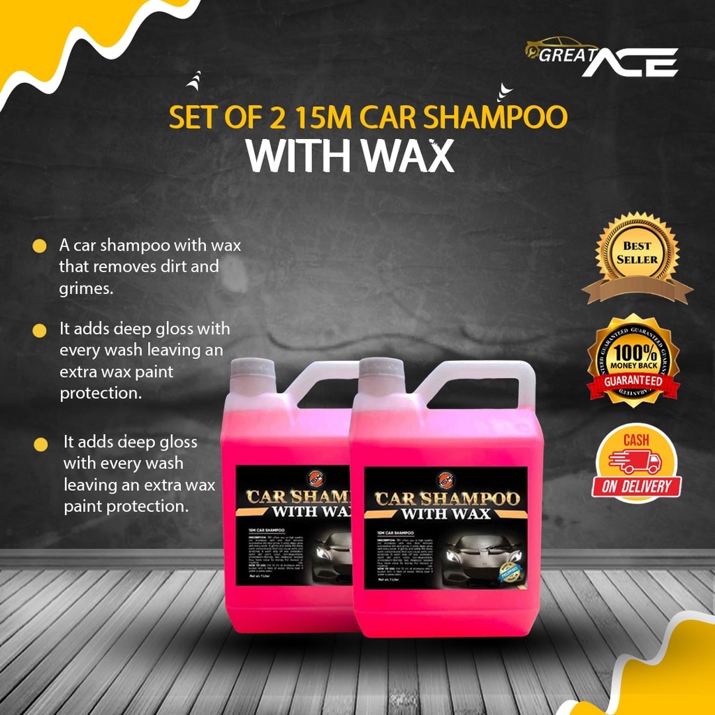 TRENDING (SET OF 2)15M CAR SHAMPOO WITH WAX REMOVES DIRT AND GRIMES