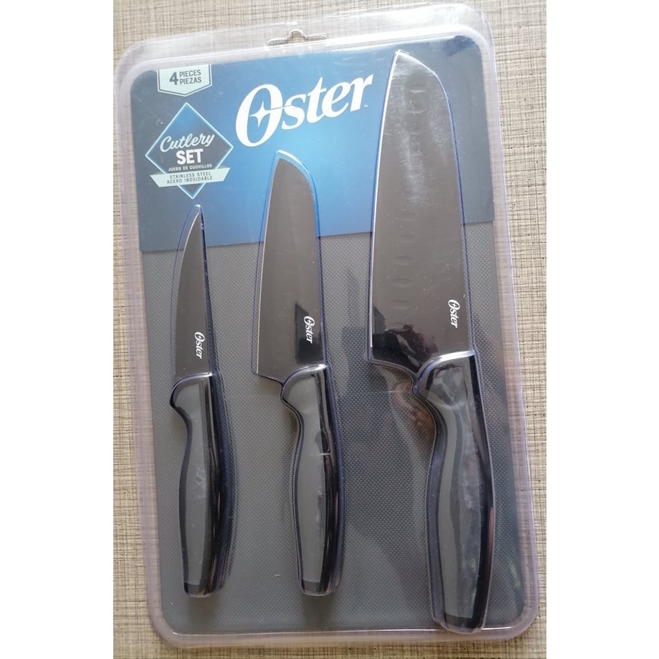 Original Oster Slice Craft 4 Piece Cutlery Knife Set with Cutting Board ...