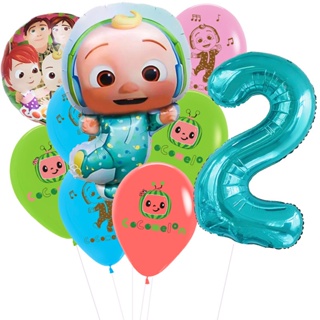 ⊙9pcs/set Cute baby Balloons Set Coco-melon Theme Party Decorations Latex Foil Ballons  Birthday D #6