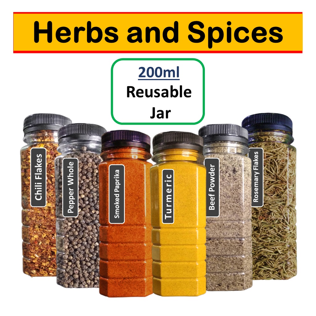 Herbs, Spices and Seasonings in 200ml reusable Jar Shopee Philippines
