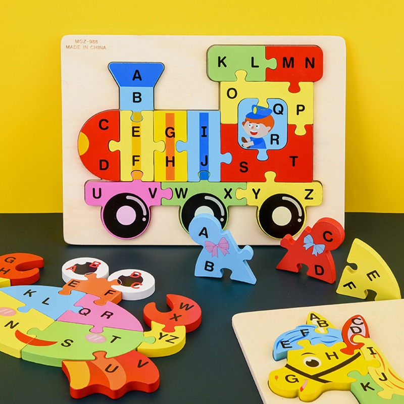 L5YF Alphabet Puzzle Toddler Learning Matching Animal Letter Block Puzzles Preschool Letter Color