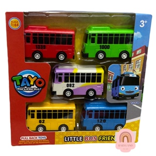 ◑☍5 in 1/ 4 in 1 Tayo The Little Bus Toys Set Pull Back Car Kids Toy