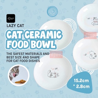 LAZY CAT Cat Ceramic Food Bowl Cat Feeder Ceramic Pottery Cat Food Plate