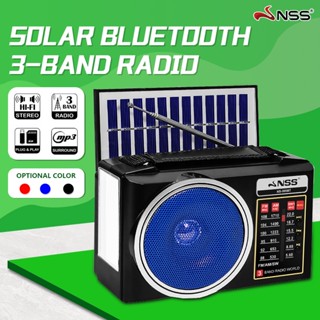 NSS Bluetooth AM/FM/SW 3 band Solar Radio with USB/TF with LED Light Cassette Players Radio