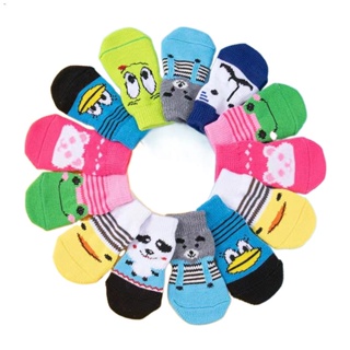 4Pcs Cute Pet Dog Socks with Print Anti-Slip Cats Puppy Shoes Paw Protector Products2022